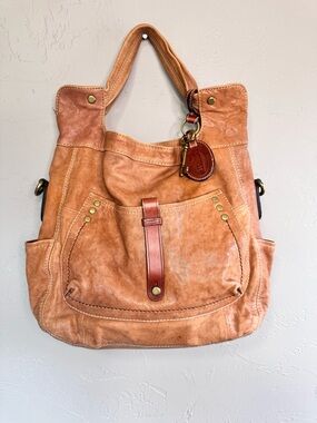 Fossil Vintage Tan Leather Hobo Slouchy Bag Y2K